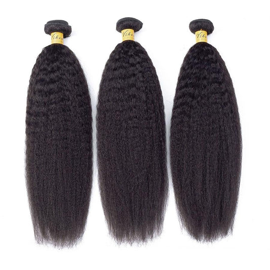 VSHOW HAIR Premium 9A Brazilian Human Virgin Hair YaKi Natural Black 3 Bundles Deal