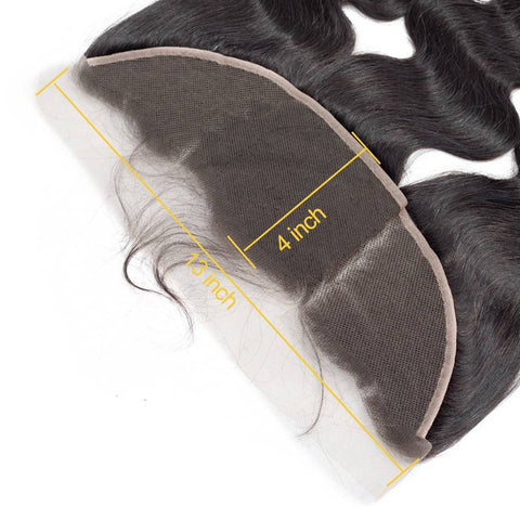VSHOW HAIR Premium 9A Indian Human Virgin Hair Body Wave 3 Bundles with Pre Plucked 13x4 Frontal Natural Black