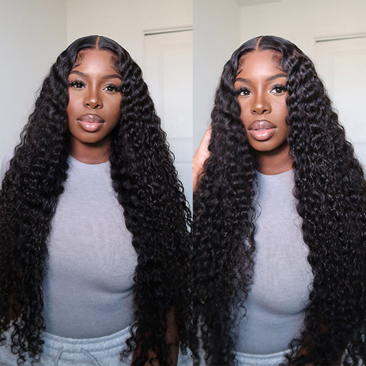 VSHOW Bleached Knots Deep Wave Wig Long Curly Human Hair Wigs 13x4 Lace Front Wigs Pre-plucked Hairline