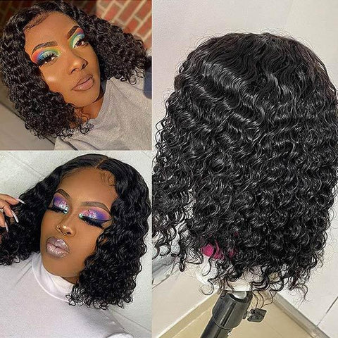 Glueless Water Wave Wig| Human Hair Black Wig | Fine Lace Wigs