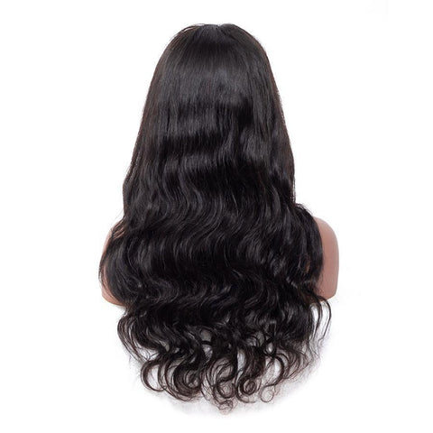 VSHOW Transparent Lace Front Wigs Body Wave Human Hair Natural Black Pre Plucked Natural Hairline