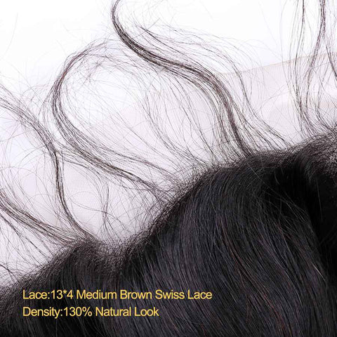 VSHOW HAIR Premium 9A Peruvian Human Virgin Hair Loose Wave 3 Bundles with Pre Plucked 13x4 Frontal Natural Black