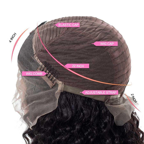 VSHOW HAIR Premium 9A Transparent Lace Front Wigs Deep Wave Human Hair Natural Black
