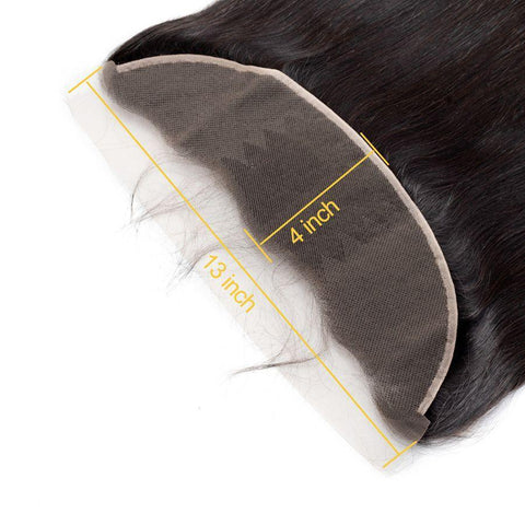 VSHOW HAIR Premium 9A Peruvian Human Virgin Hair Straight 3 Bundles with Pre Plucked 13x4 Frontal Natural Black