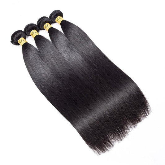 VSHOW HAIR Premium 9A Brazilian Human Virgin Hair Straight Natural Black 4 Bundles Deal