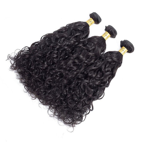VSHOW HAIR Premium 9A Malaysian Human Virgin Hair Natural Wave 3 Bundles with Pre Plucked Closure Deal Natural Black