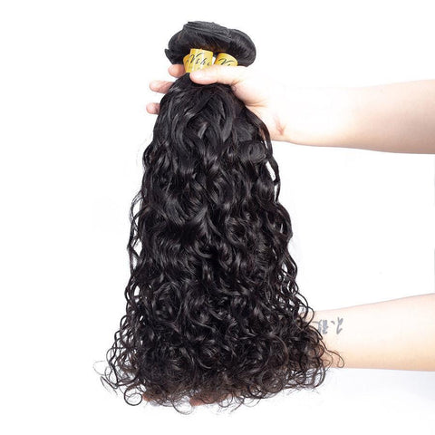 VSHOW HAIR Premium 9A Mongolian Human Virgin Hair Natural Wave 3 Bundles with Pre Plucked Closure Deal Natural Black