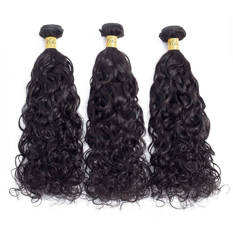 VSHOW HAIR Premium 9A Brazilian Human Virgin Hair Natural Wave Natural Black 3 Bundles Deal