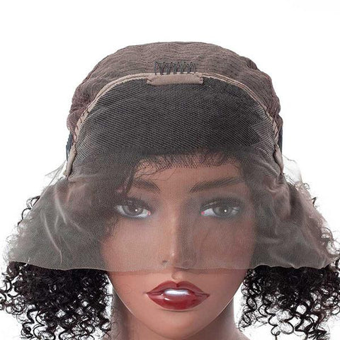VSHOW Lace Front Short Bob Human Hair Wigs Pre-Plucked Curly Human Hair Wigs 180% Density Human Hair Wigs