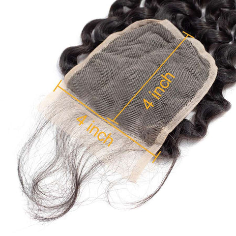 VSHOW HAIR Premium 9A Peruvian Human Virgin Hair Deep Wave 4 Bundles with Pre Plucked Closure Deal Natural Black