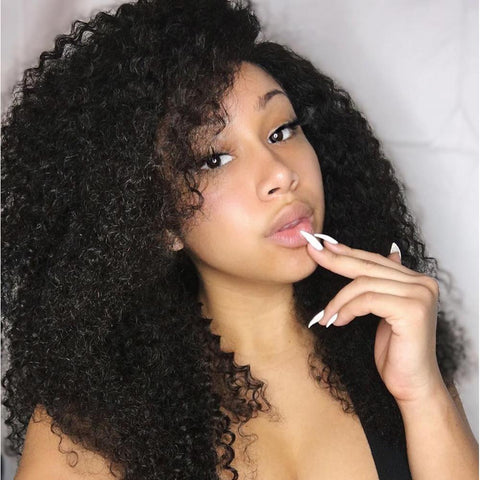 VSHOW Curly Human Hair Wig Kinky Curly Lace Human Hair Wig For Women 13x4 Lace Wig Human Hair Pre Plucked Wig