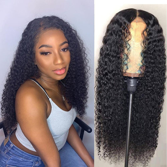 VSHOW Transparent Lace Wig Kinky Curly Lace Front Human Hair Wig Pre Plucked With Baby Hair Curly Lace Wig 13x4