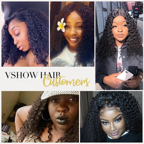 VSHOW Kinky Curly Human Hair Wigs Full Lace Wigs for Women