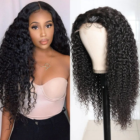 VSHOW 4x4 Kinky Curly Lace Closure Wig 100% Human Hair Small Curly Closure Wig