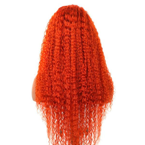 VSHOW Lace Front Human hair Wig Colored Hair Wigs Orange Hair Kinky Curly Hair