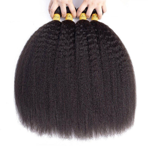 VSHOW HAIR Premium 9A Mongolian Human Virgin Hair YaKi Natural Black 4 Bundles Deal