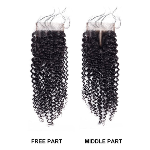 VSHOW HAIR Premium 9A Malaysian Human Virgin Hair Kinky Curly 3 Bundles with Pre Plucked Closure Deal Natural Black