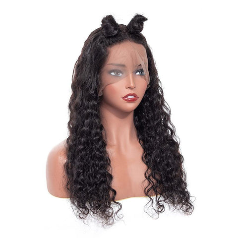 VSHOW Water Wave Human Hair Full Lace Wigs Natural Black
