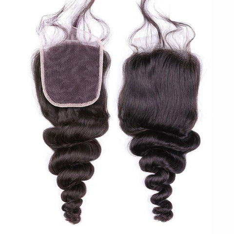 VSHOW HAIR Premium 9A Brazilian Human Virgin Hair Loose Wave 3 Bundles with Pre Plucked Closure Deal Natural Black