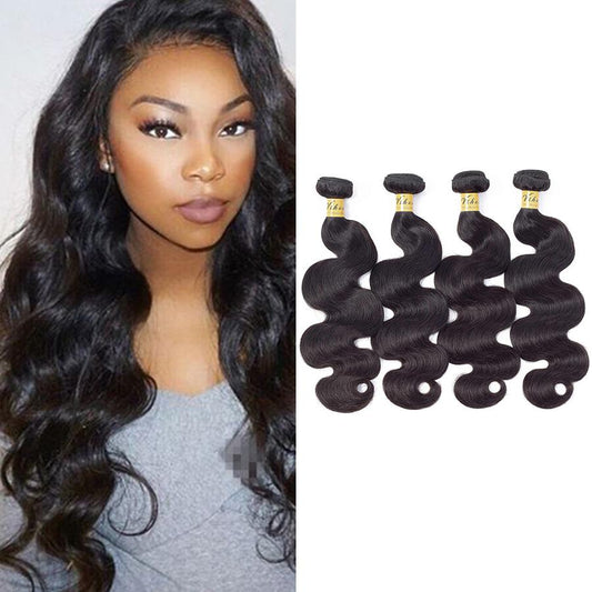 VSHOW HAIR Premium 9A Malaysian Human Virgin Hair Body Wave Natural Black 4 Bundles Deal