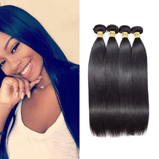 VSHOW HAIR Premium 9A Malaysian Human Virgin Hair Straight Natural Black 4 Bundles Deal