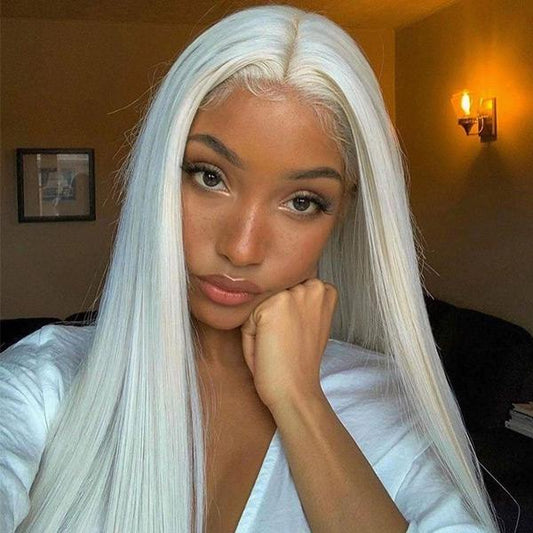 VSHOW Gray Hair Styles Straight Hair Balayage Ash Grey Hair Lace Front Wig Human Hair