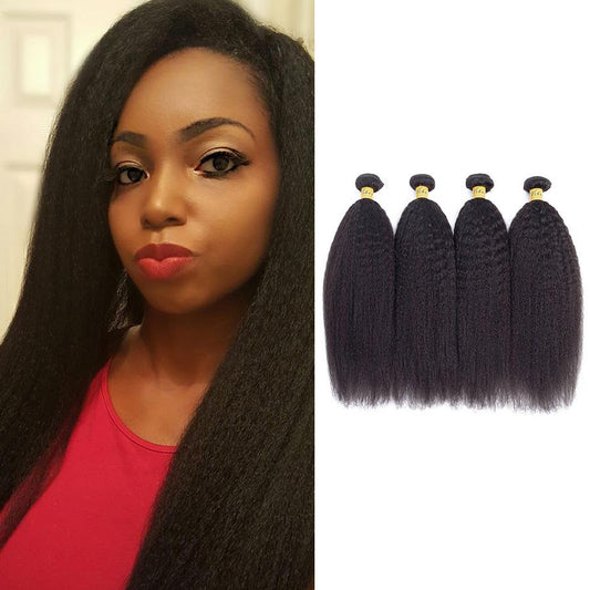 VSHOW HAIR Premium 9A Mongolian Human Virgin Hair YaKi Natural Black 4 Bundles Deal