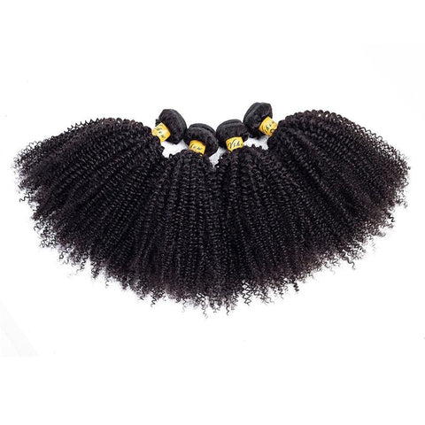 VSHOW HAIR Premium 9A Malaysian Human Virgin Hair Afro Curly Natural Black 4 Bundles Deal