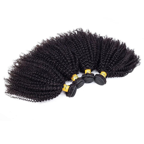 VSHOW HAIR Premium 9A Mongolian Virgin Human Hair Afro Curly 3 or 4 Bundles with Closure Popular Sizes