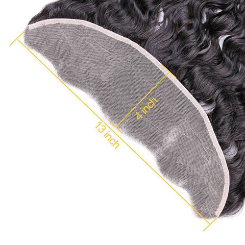 VSHOW HAIR Premium 9A Brazilian Human Virgin Hair Natural Wave 3 Bundles with Pre Plucked 13x4 Frontal Natural Black