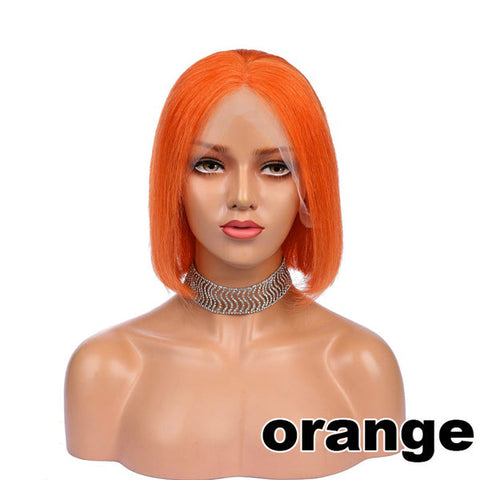 VSHOW HAIR Bob Straight Human Hair Colored 13x4 Lace Front Wigs Pink Purple Orange Blue Hair