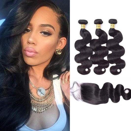 VSHOW HAIR Premium 9A Peruvian Virgin Human Hair Body Wave 3 or 4 Bundles with Closure Popular Sizes