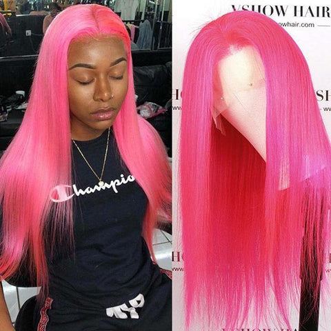VSHOW Hot Pink Hair Long Hairstyles For Straight Hair Human Hair Wigs Near Me Hair Color Trends 2023