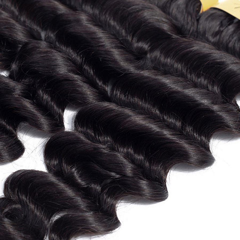 VSHOW HAIR Premium 9A Malaysian Human Virgin Hair Loose Deep Wave Natural Black 4 Bundles Deal