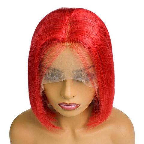 VSHOW HAIR Bob Straight Human Hair Colored 13x4 Lace Front Wigs 99J Red #2 #4 #6 Ginger Color