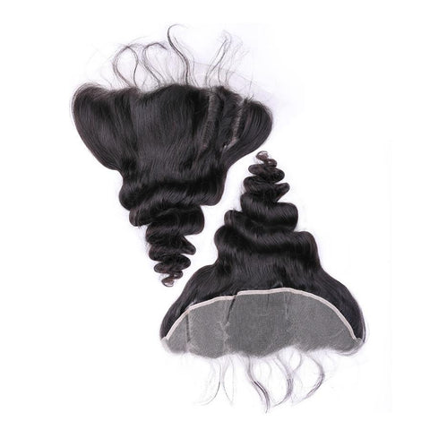 VSHOW HAIR Premium 9A Brazilian Human Virgin Hair Loose Wave 3 Bundles with Pre Plucked 13x4 Frontal Natural Black