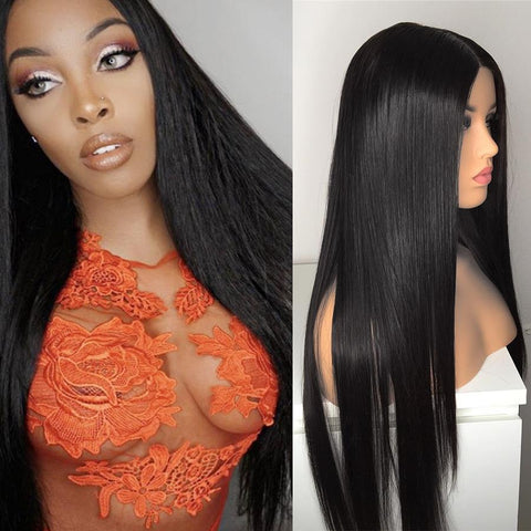 VSHOW Straight Human Hair Full Lace Wigs Natural Black