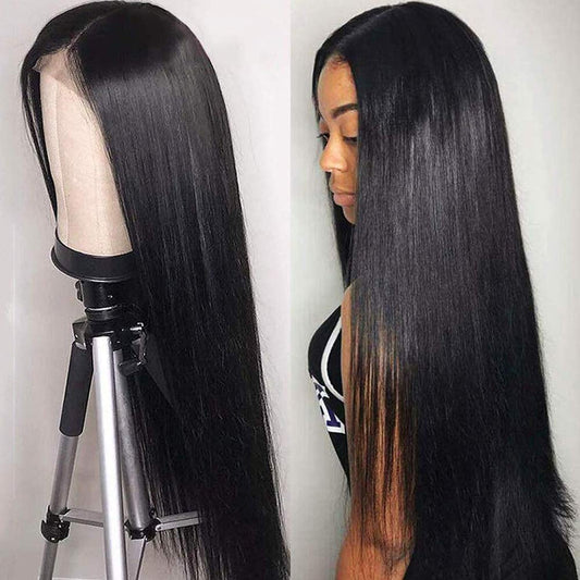 VSHOW Transparent Lace Front Wigs Straight Human Hair Natural Black