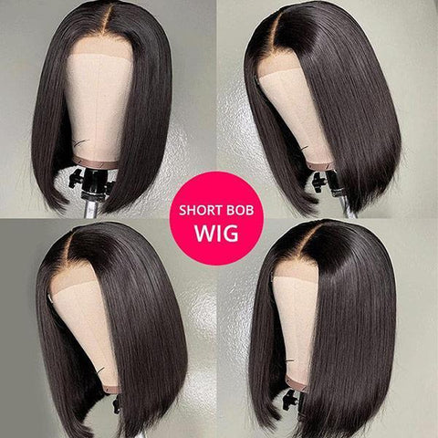 VSHOW Bob Straight Human Hair 4x4 Lace Wigs Short Wigs That Look Real