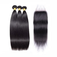 VSHOW HAIR Premium 9A Peruvian Virgin Human Hair Straight 3 or 4 Bundles with Closure Popular Sizes
