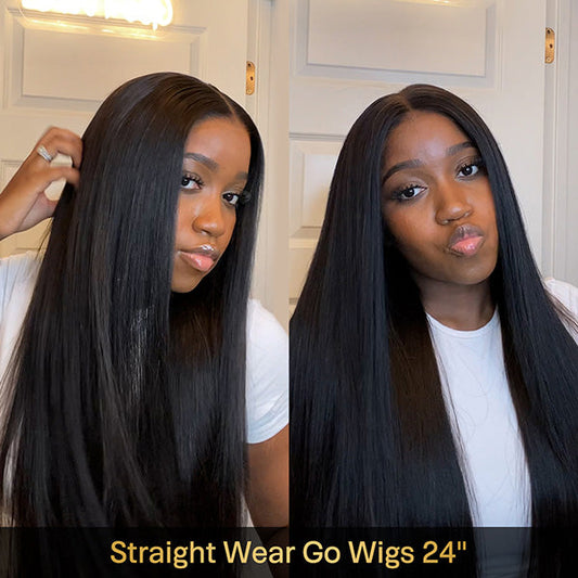 VSHOW Straight Hair Glueless Wear Go Wigs Pre-cut 7x5 9x6 HD Lace Wigs 180% Density