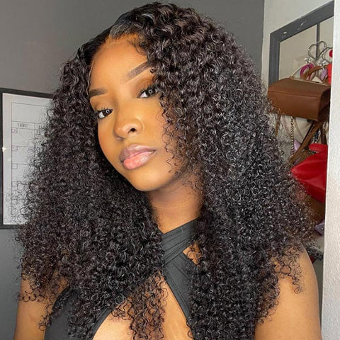 VSHOW Kinky Curly Wig Easy Natural Hair Styles Lace Front Human Hair Wigs Transparent Lace Wigs