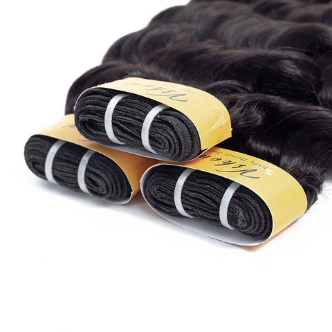 VSHOW HAIR Premium 9A Brazilian Human Virgin Hair Loose Deep Wave Natural Black 3 Bundles Deal