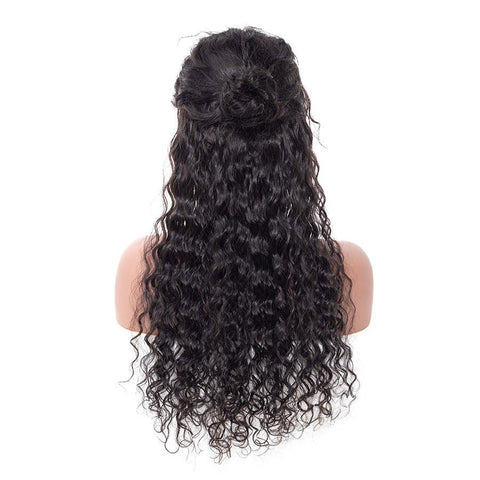 VSHOW HAIR Premium 9A Water Wave Human Hair Lace Front Wigs Natural Black