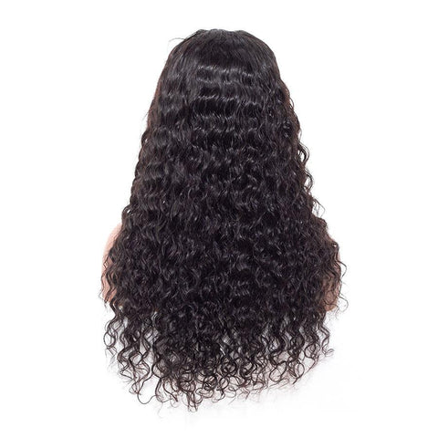 VSHOW Full Hair Transparent Lace Frontal Wigs Water Wave Human Hair Lace Wigs Natural Black