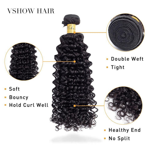 VSHOW HAIR Premium 9A Mongolian Virgin Human Hair Water Wave 3 or 4 Bundles with Closure Popular Sizes