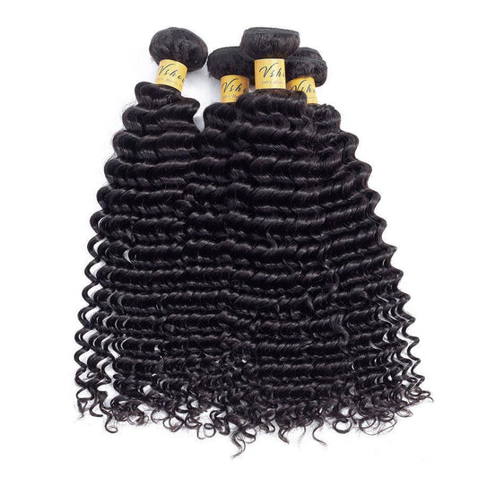 VSHOW HAIR Premium 9A Malaysian Virgin Human Hair Deep Wave 3 or 4 Bundles with Closure Popular Sizes