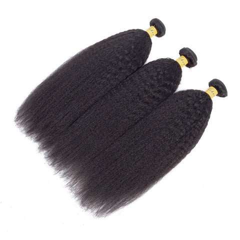 VSHOW HAIR Premium 9A Brazilian Human Virgin Hair YaKi Natural Black 3 Bundles Deal