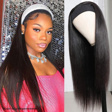 VSHOW HAIR 180% Density Headband Wig Human Hair Wigs Glueless Straight Wigs for Women Fashion Style