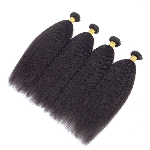 VSHOW HAIR Premium 9A Brazilian Human Virgin Hair YaKi Natural Black 4 Bundles Deal
